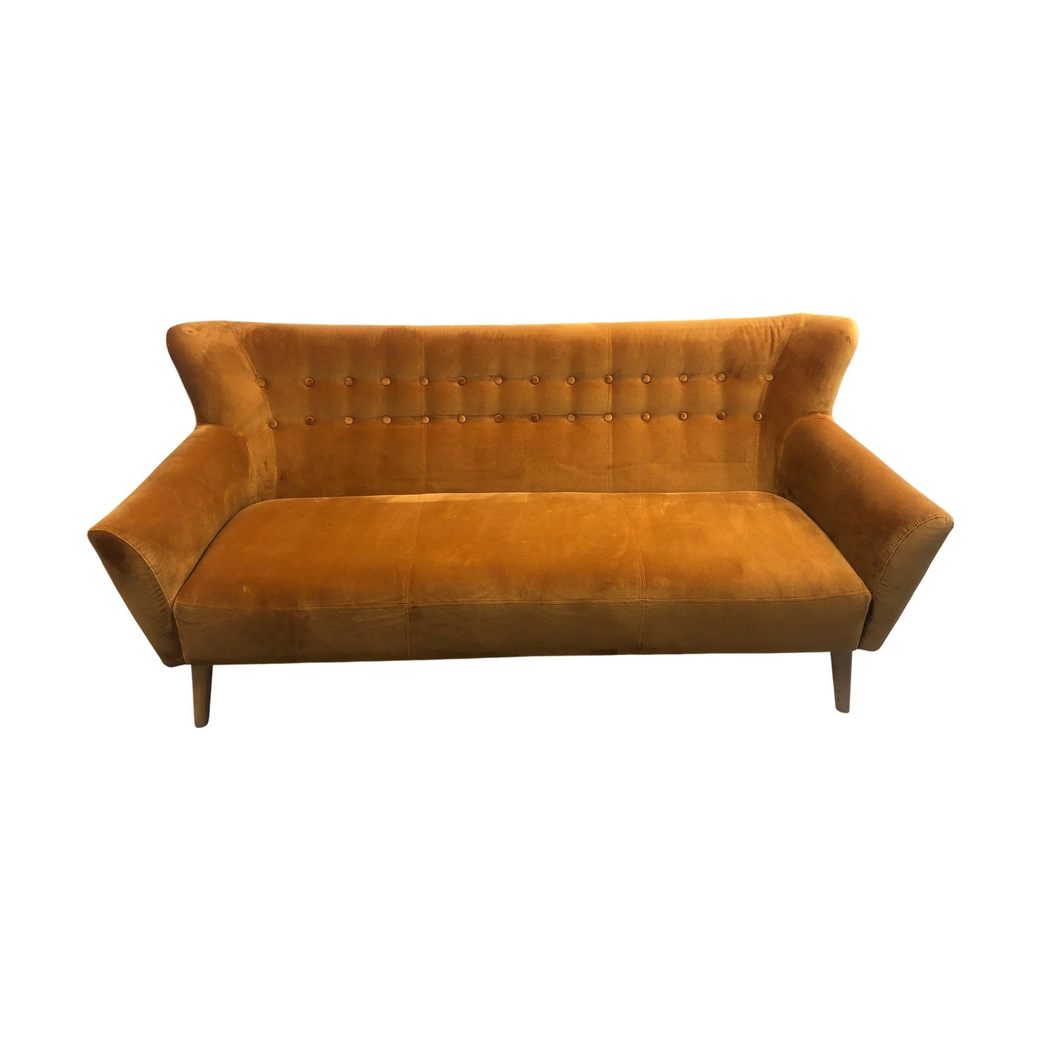 3-seter sofa fra SOFACOMPANY, oransje velour