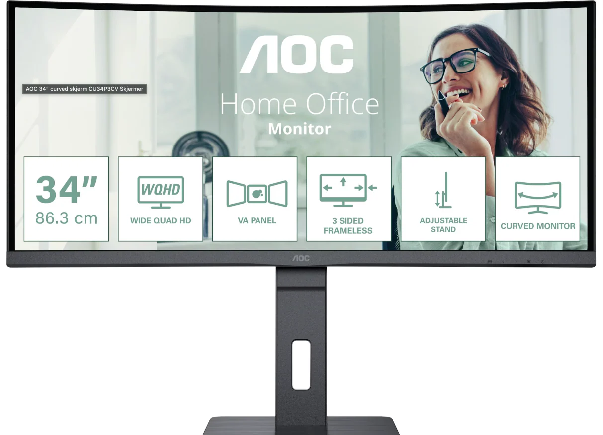 AOC 31,2" slight curved skjerm CU34P3CV