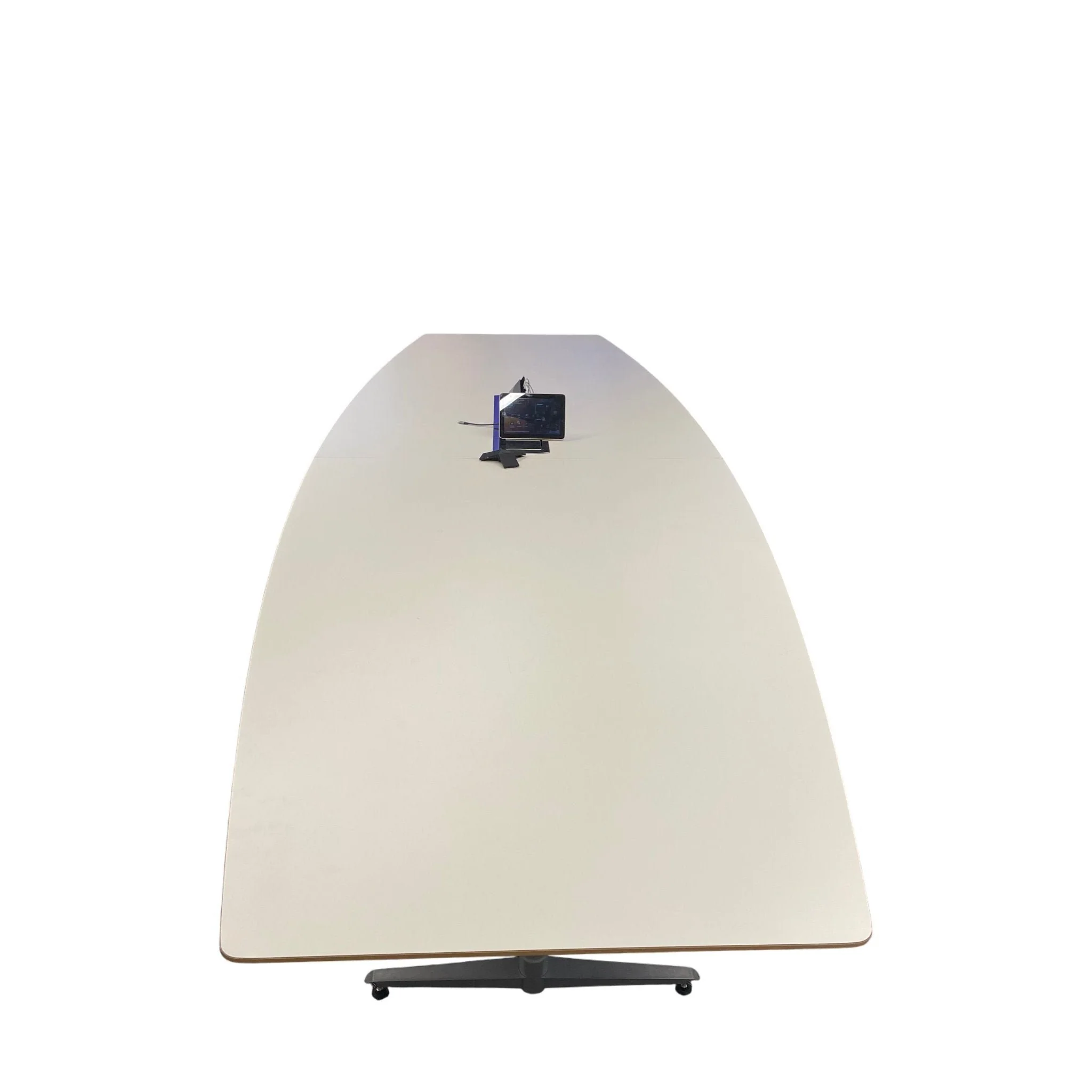 Båtformet møtebord, hvit laminat, 360x120 cm - Image 10