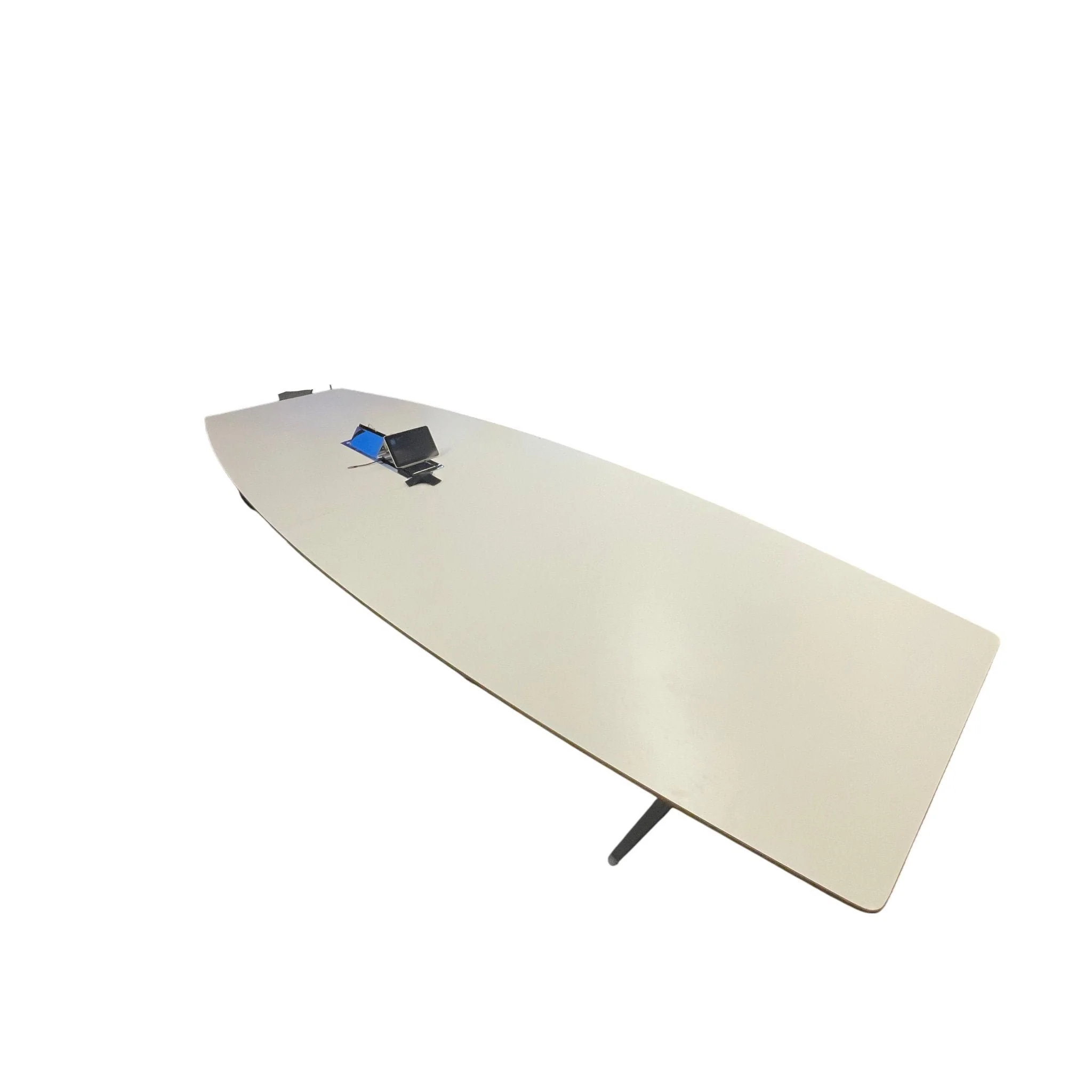 Båtformet møtebord, hvit laminat, 360x120 cm - Image 3