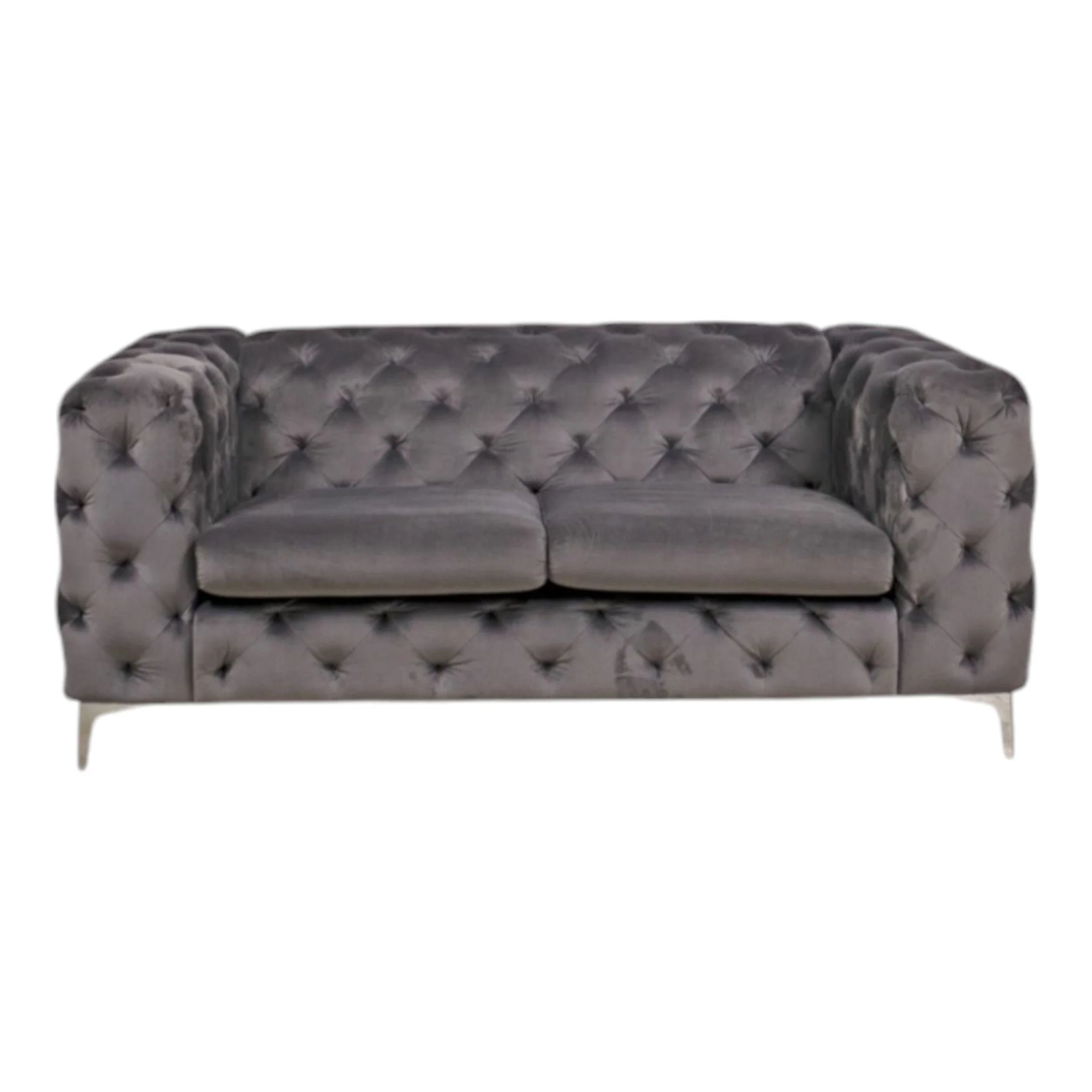 Bella 2-seter sofa, Mørk Grå Velour, Krom Ben - Image 2