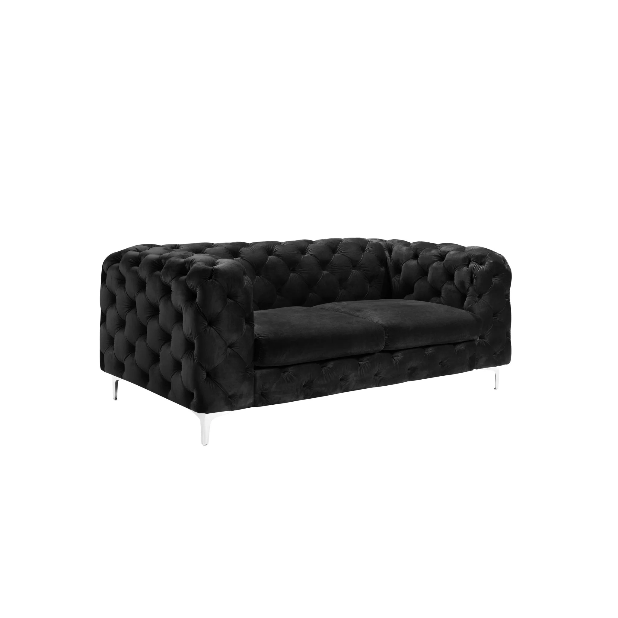 Bella 2-seter sofa, svart velour, krom ben