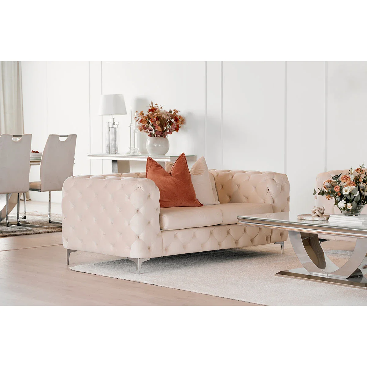 Bella sofagruppe fra A-Møbler, 3+1+1-seter i lys beige velur - Image 3