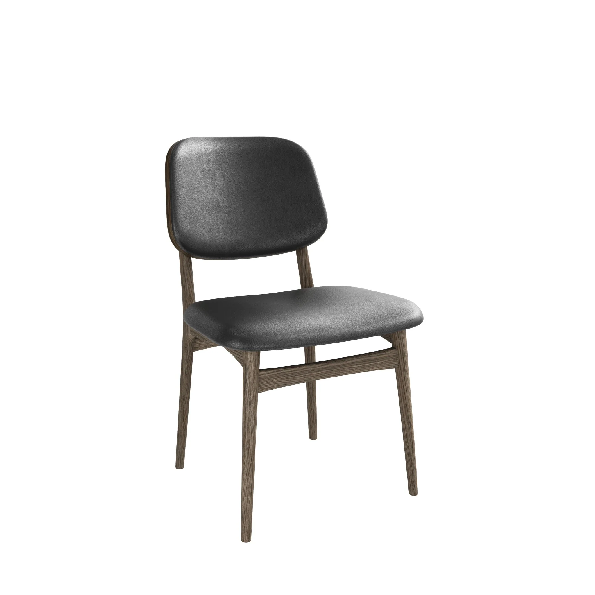 Carl spisestol fra A-Møbler, eik og sort skinn