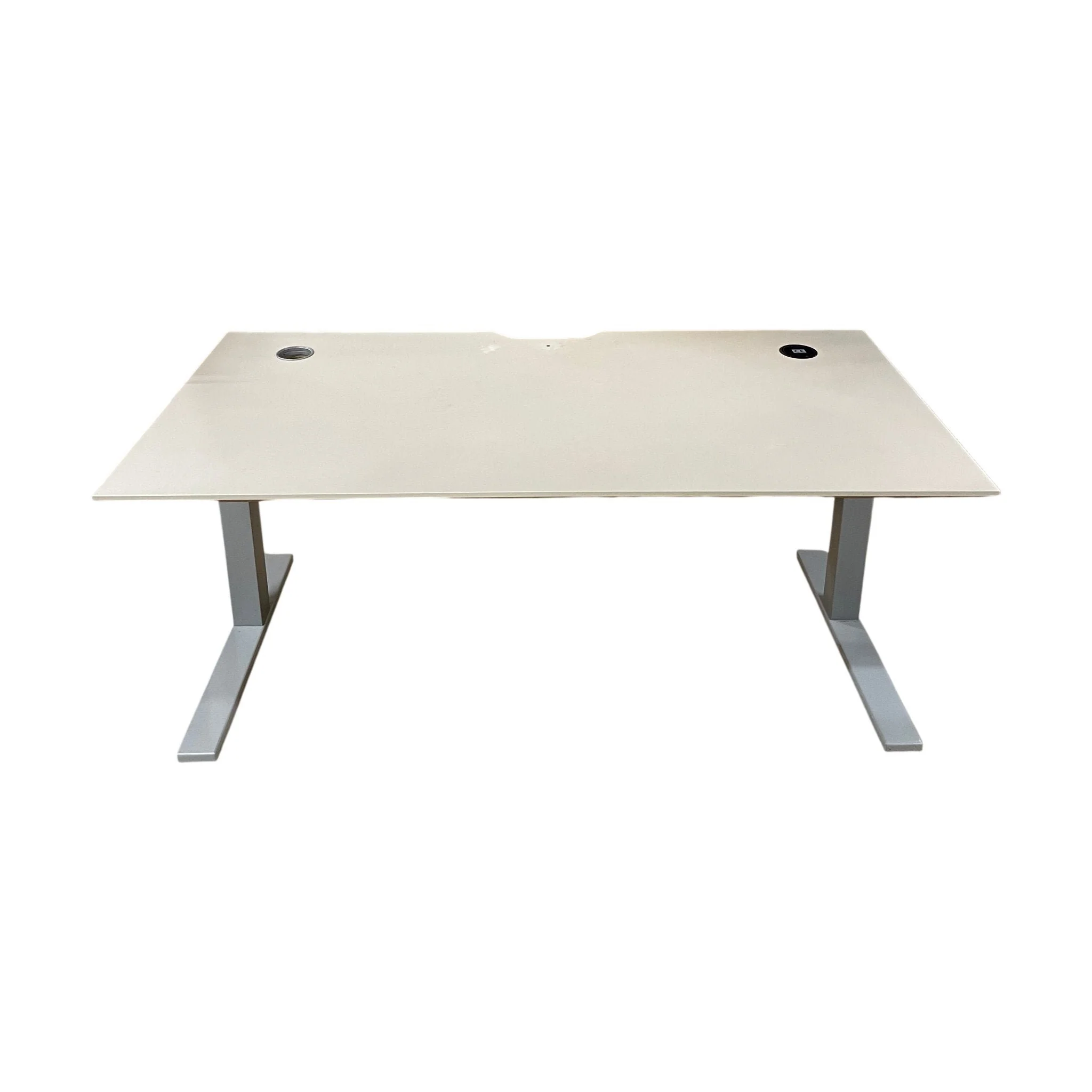 Elektrisk hev/senk skrivebord, beige, 160x80 cm