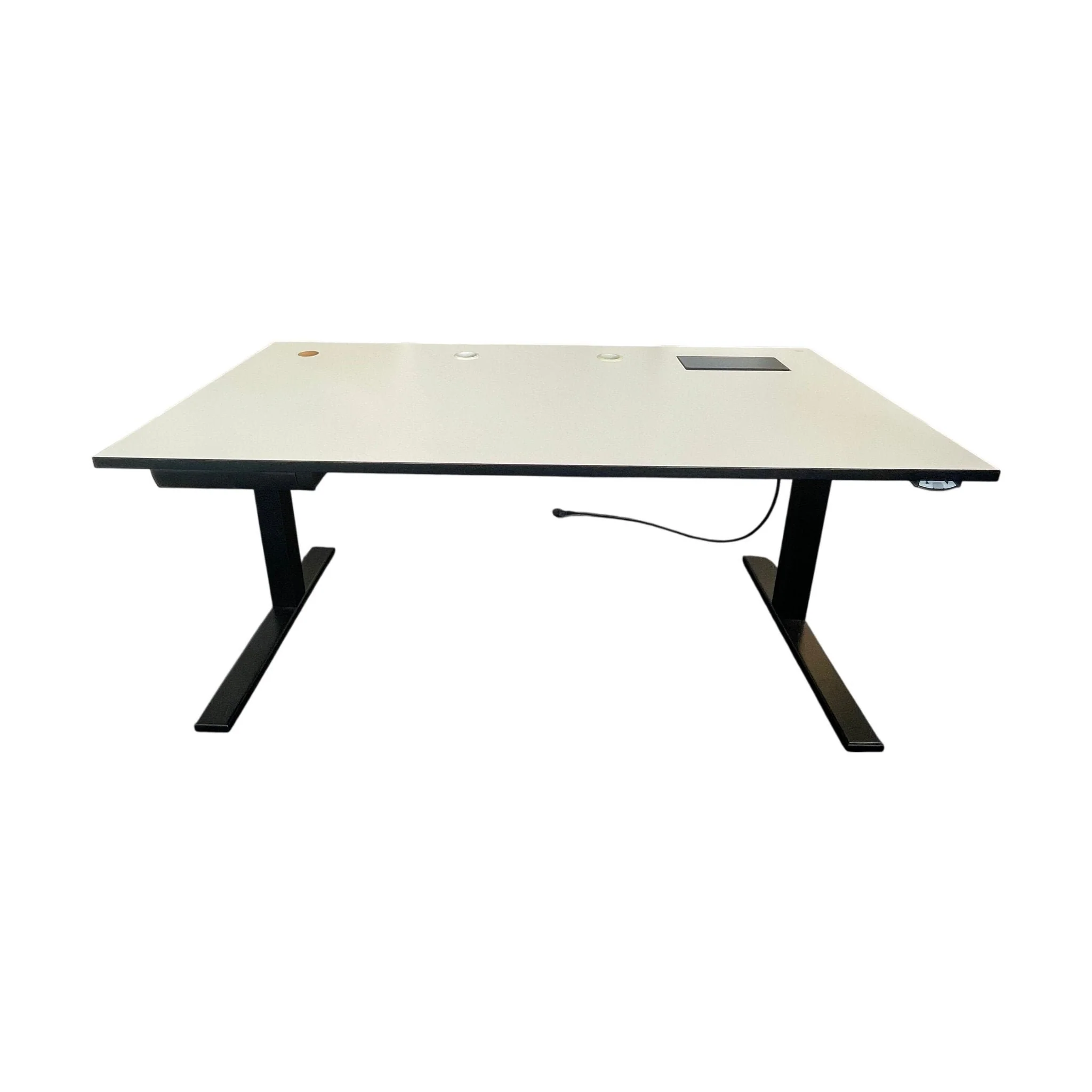 Elektrisk hev/senk skrivebord, sort og hvit, 160x80 cm - Image 5