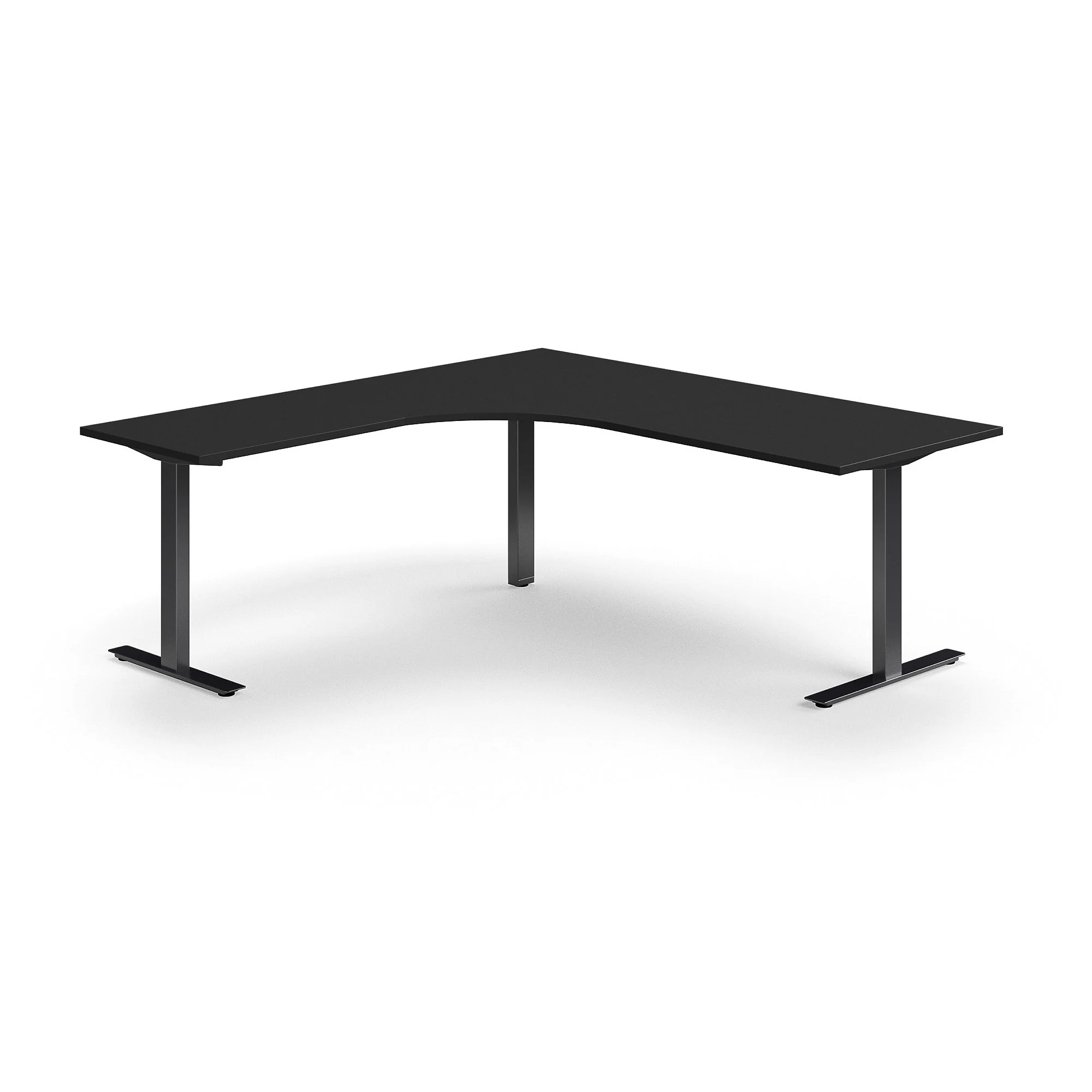 Hjørneskrivebord QBUS, T-stativ, 200x200 cm, svart
