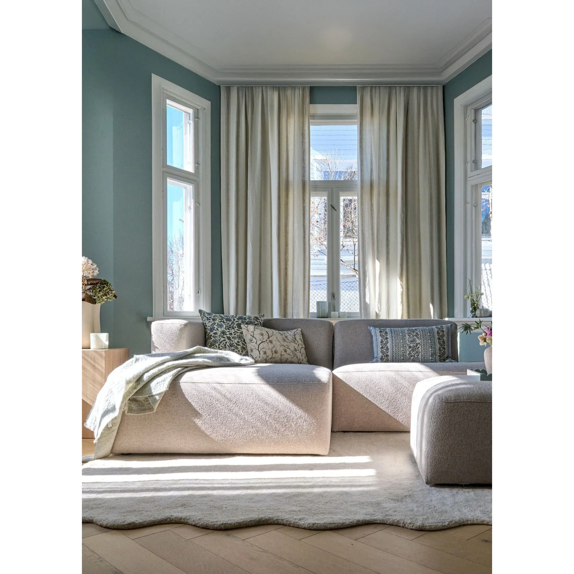 Juno Modulsofa åpen ende høyre beige 2-seter sofa fra Kid, slitesterkt tekstil - Image 3