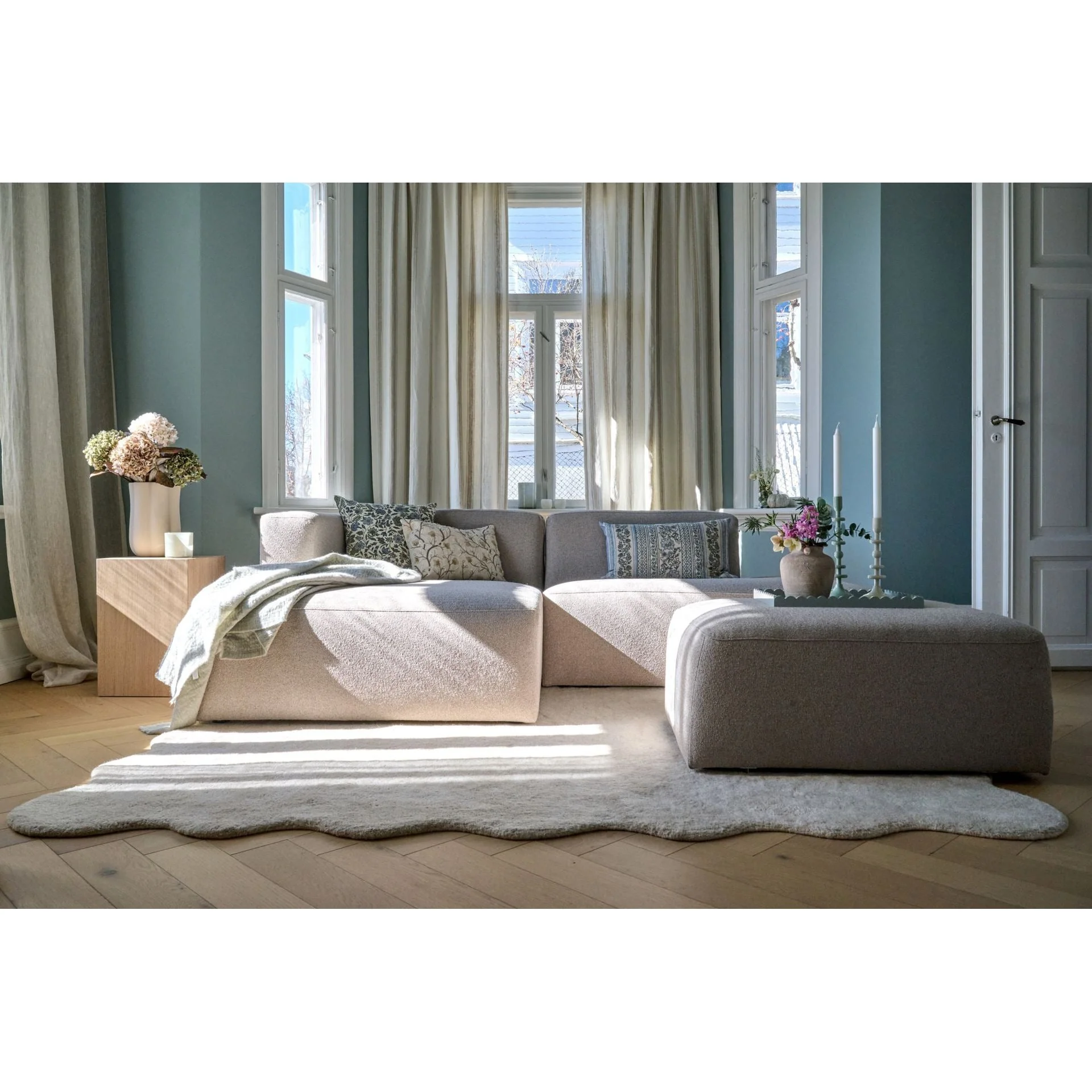 Juno Modulsofa puff beige - 93x93x44 cm fra Kid - Image 3