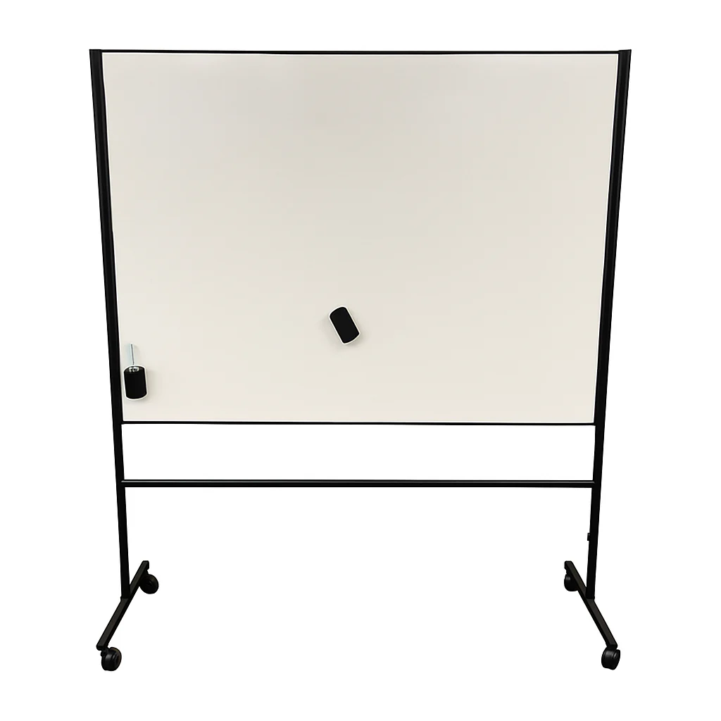 Lintex whiteboard på hjul med svart ramme, 155x50x195 cm