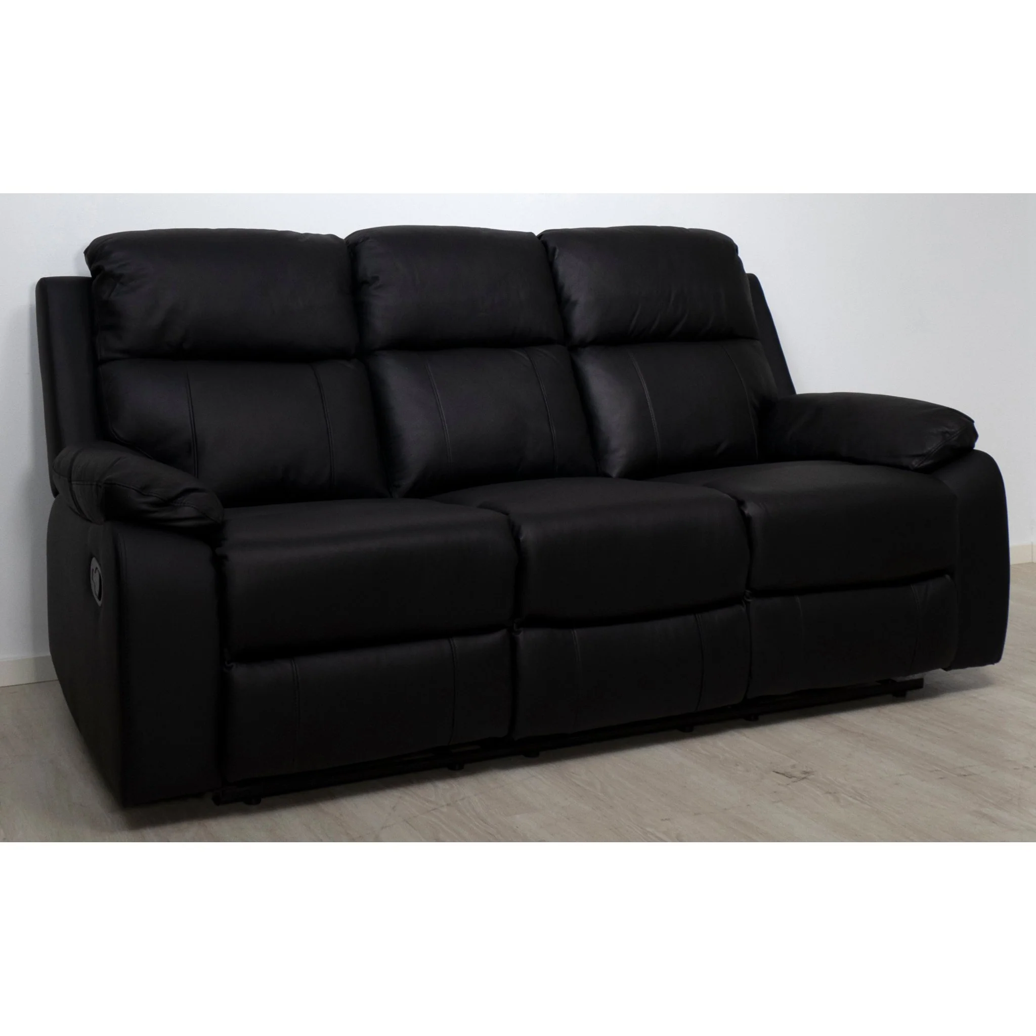 Mora 3-seter Reclinersofa, Sort Hud/PU - Image 3