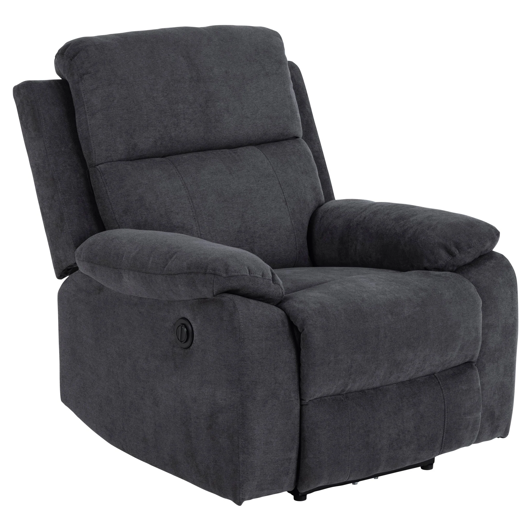 Mora recliner-stol fra A-Møbler, grått microfiberstoff