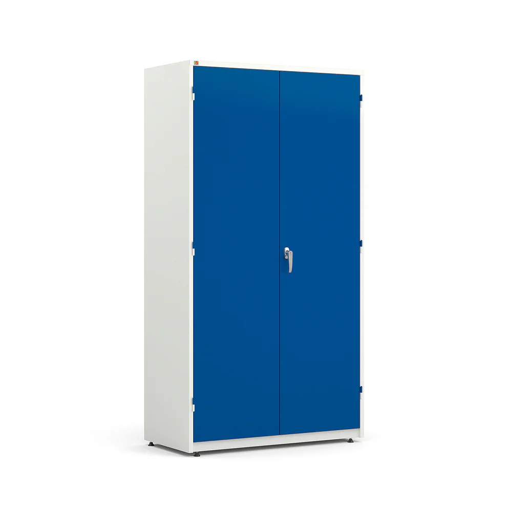 Oppbevaringsskap SPIRIT, ekstra stort, H1900 B1020 D400 mm, hvit/blå