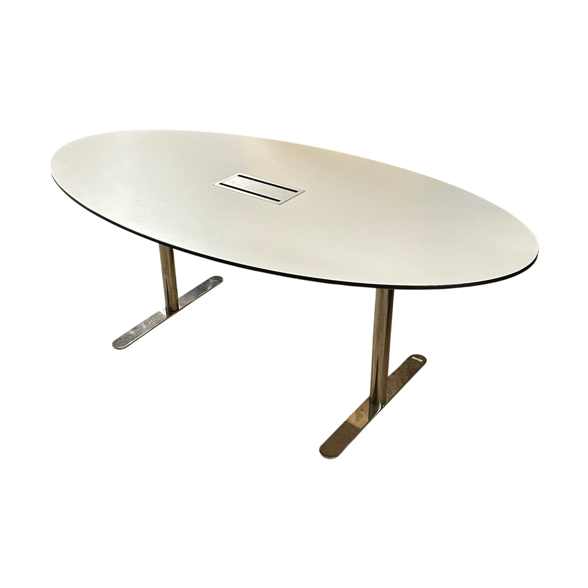 Ovalt møtebord, hvit laminat, 190x100 cm - Image 2