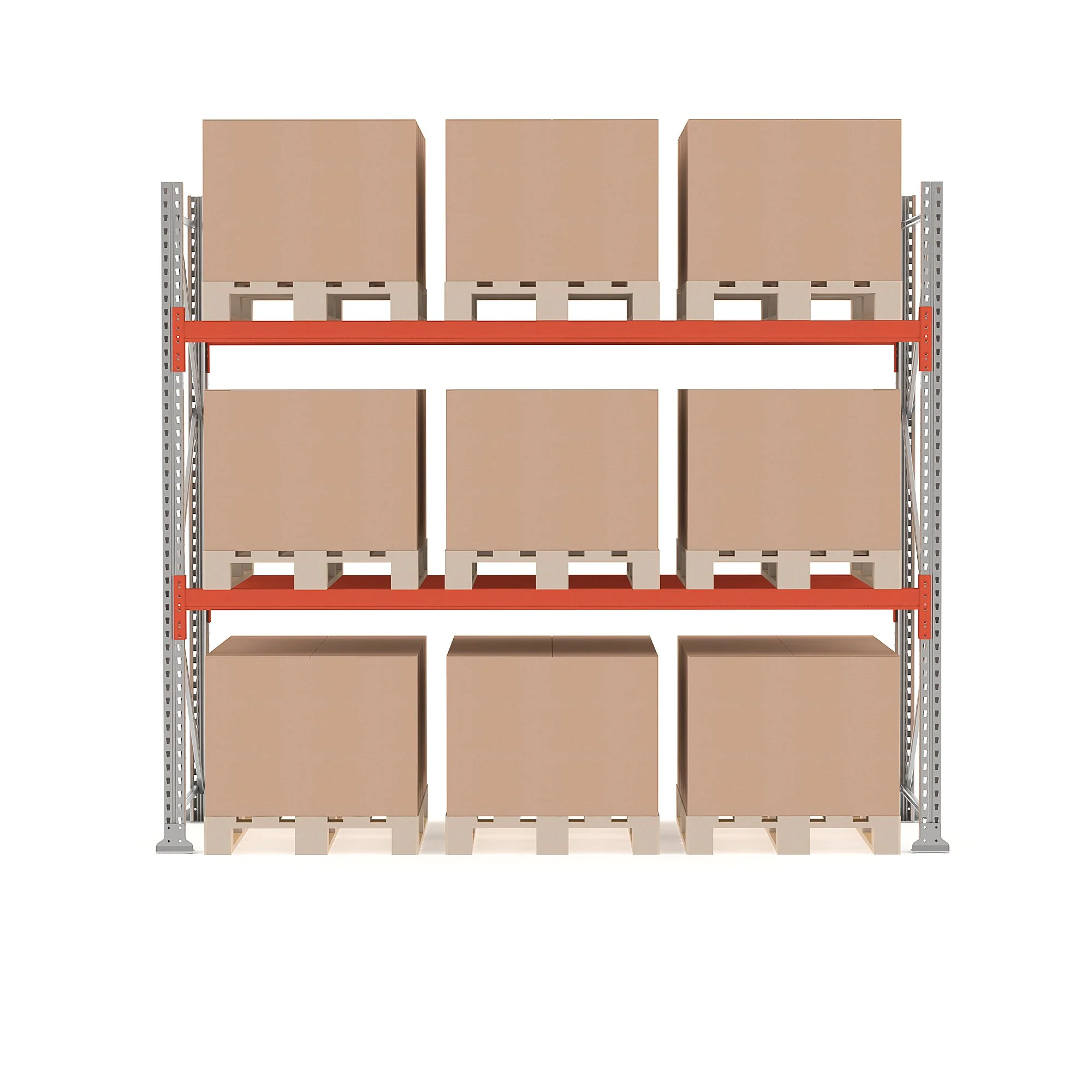 Pallereol ULTIMATE, grunnseksjon, 9 paller, 500 kg/pall, H2500 B2750 D1100 mm fra AJ Produkter