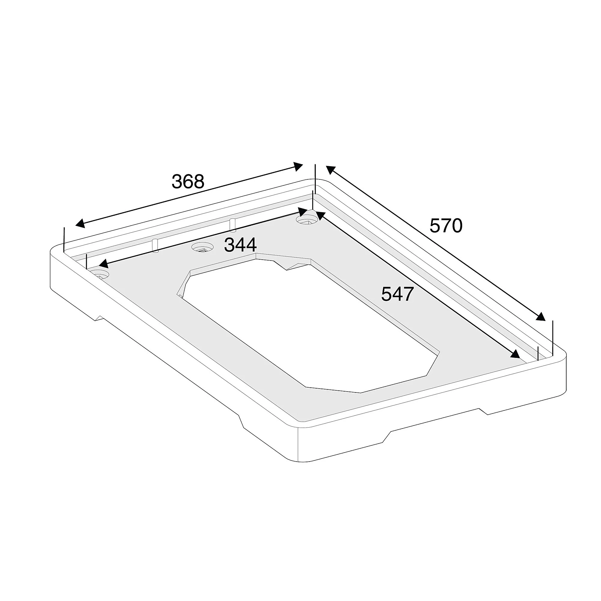 Plasttralle, kapasitet 200 kg, L605 B400 mm - Image 2