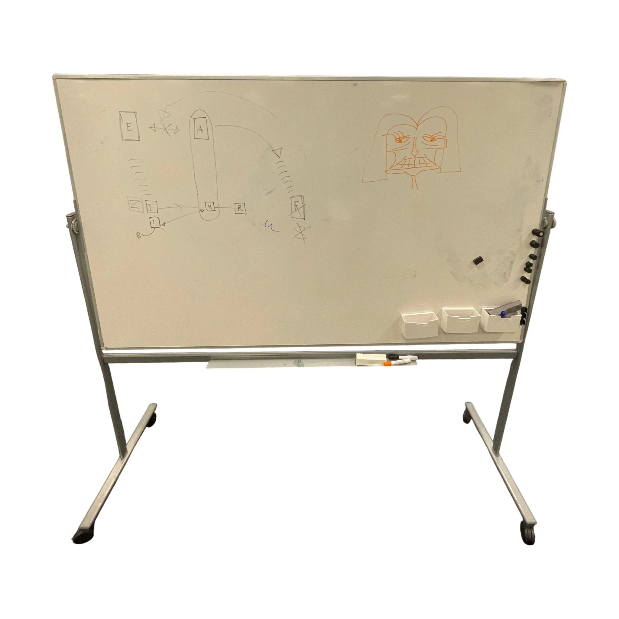 Roterbar whiteboard på hjul, 208x65x207cm - Image 3