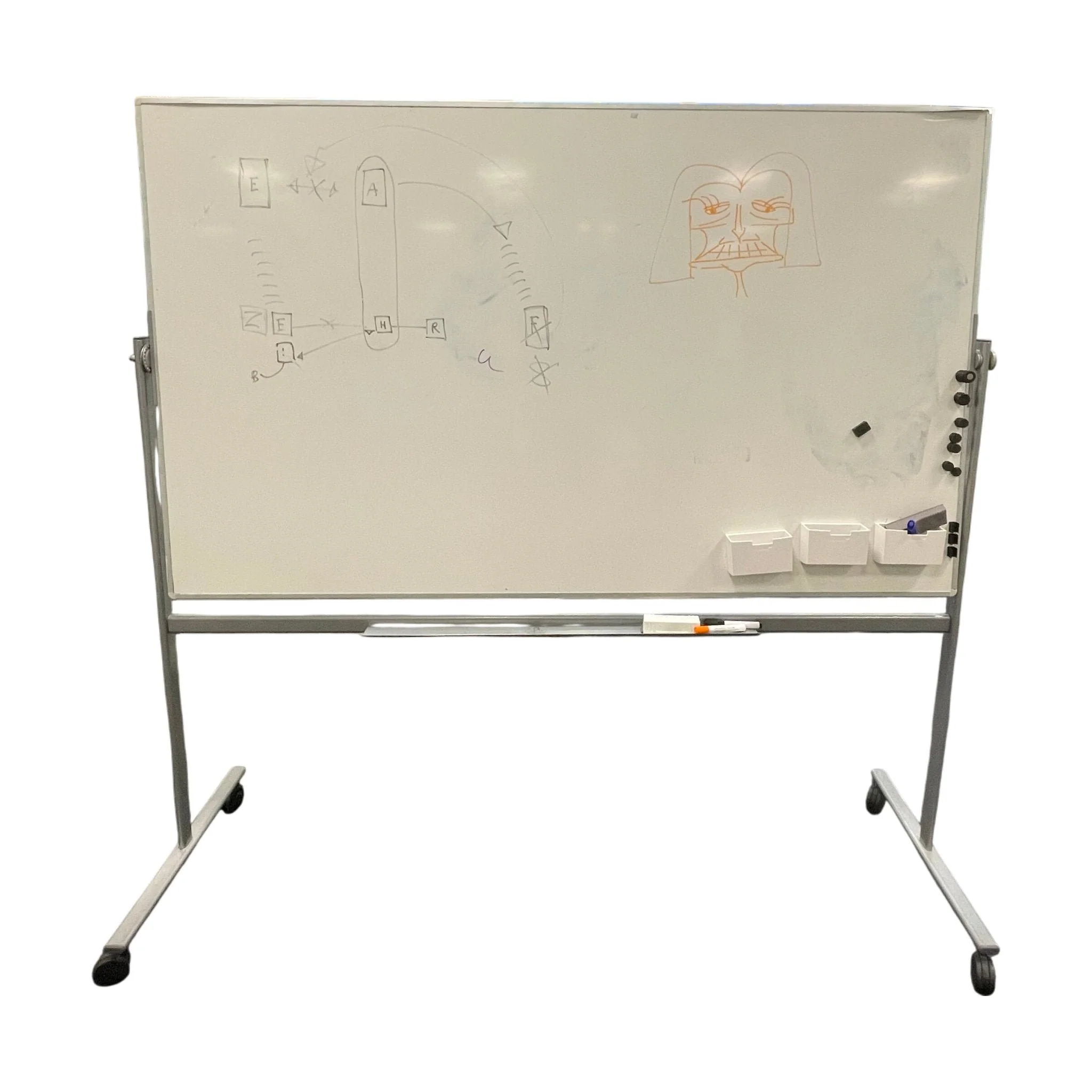 Roterbar whiteboard på hjul, 208x65x207cm - Image 4