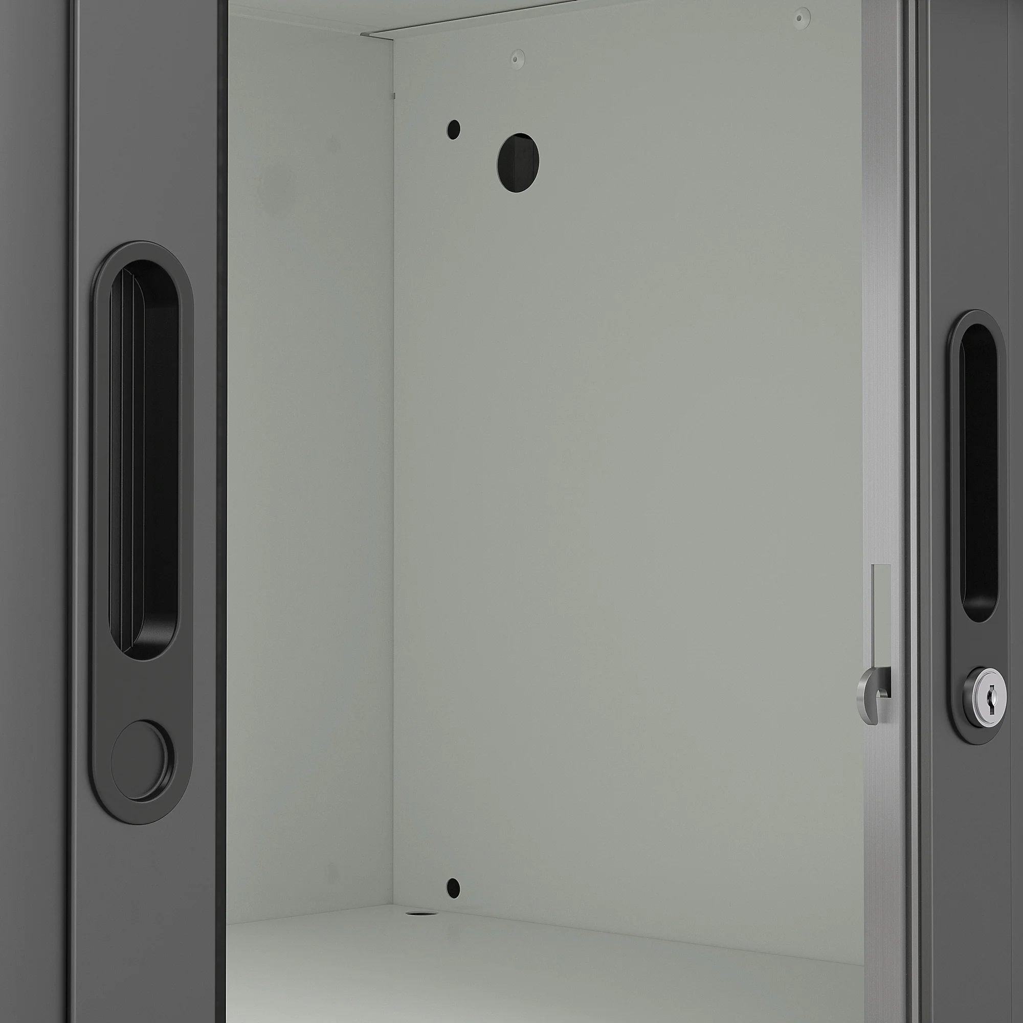 Sjalusiskap STUDIO, H440 B1000 D420 mm, grå med svarte dører - Image 5