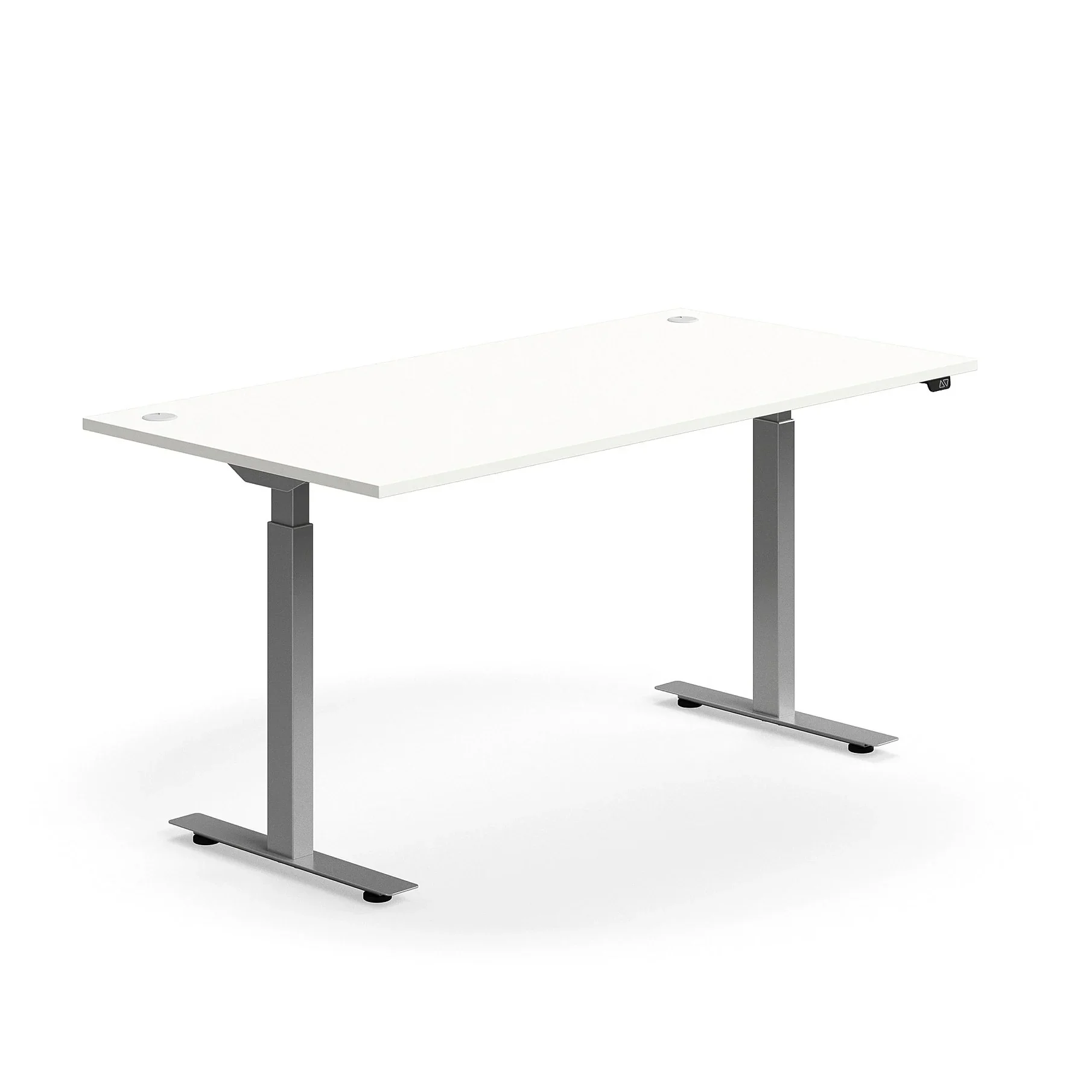 Skrivebord FLEXUS Hev/senk, rett, L1600 B800 mm, sĂžlv understell, hvit
