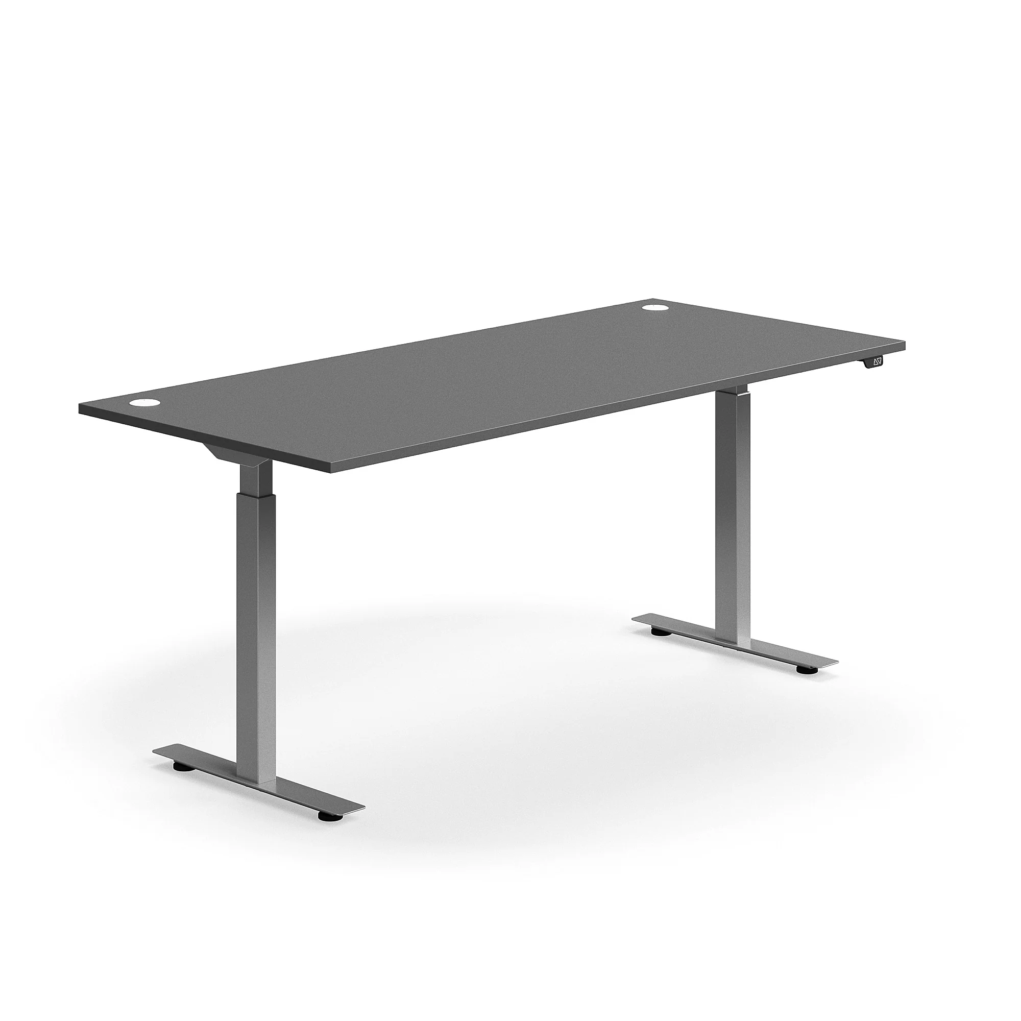 Skrivebord FLEXUS, hev/senk, rett, L1800 B800 mm, sølv understell, grå