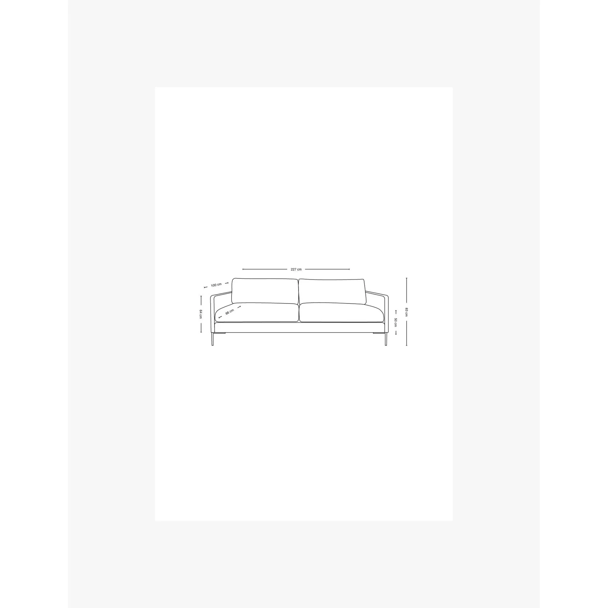 Sofia, Forms & Objects, 3 seter sofa grÄ - 227x100x83 cm - Image 2