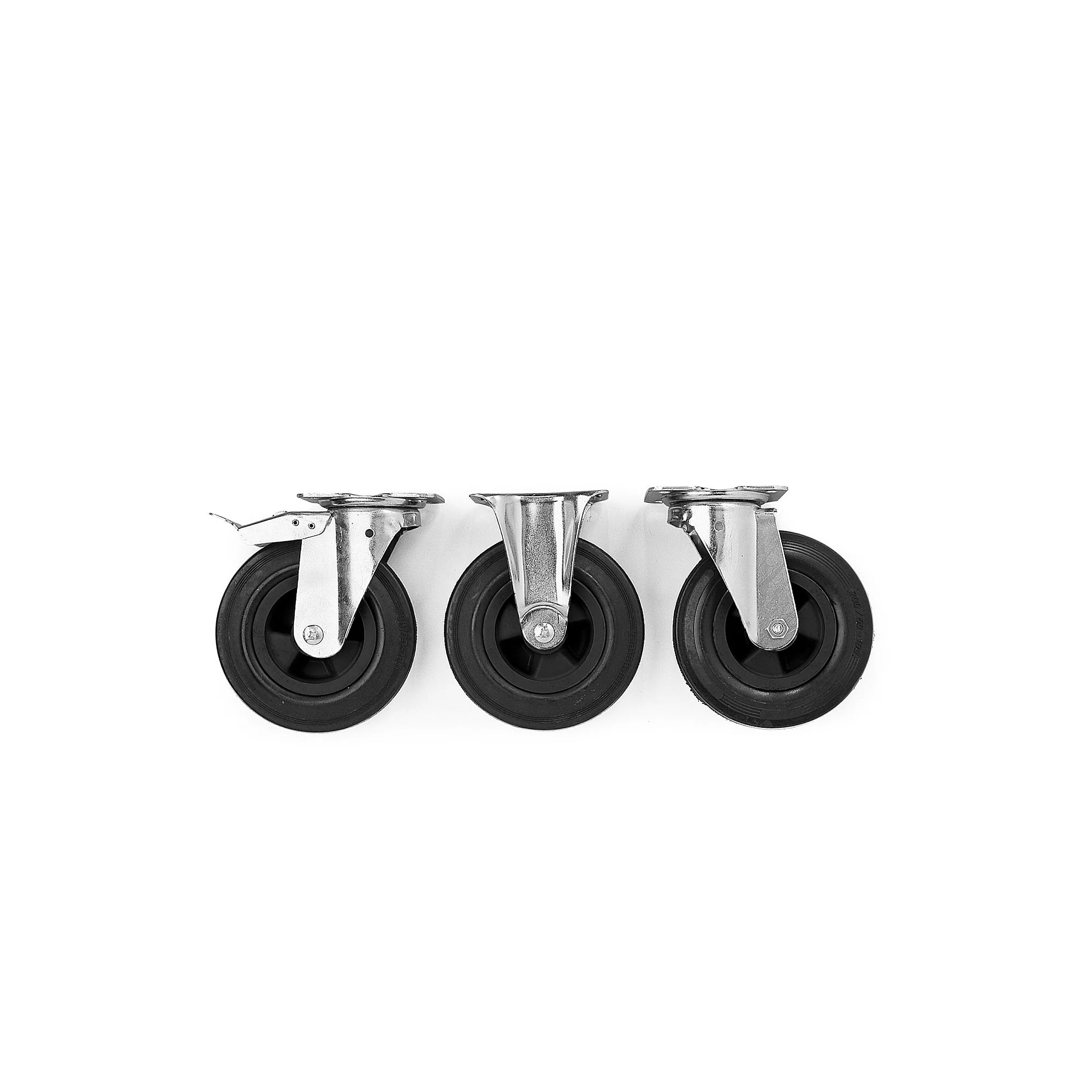 Svingbart hjul med brems, 100x30 mm, 70 kg, massiv gummi fra AJ Produkter - Image 2