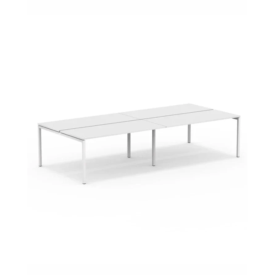 U1 Quadruple Bench arbeidsstasjon fra Narbutas, hvit melamin, 320x164 cm - Image 3