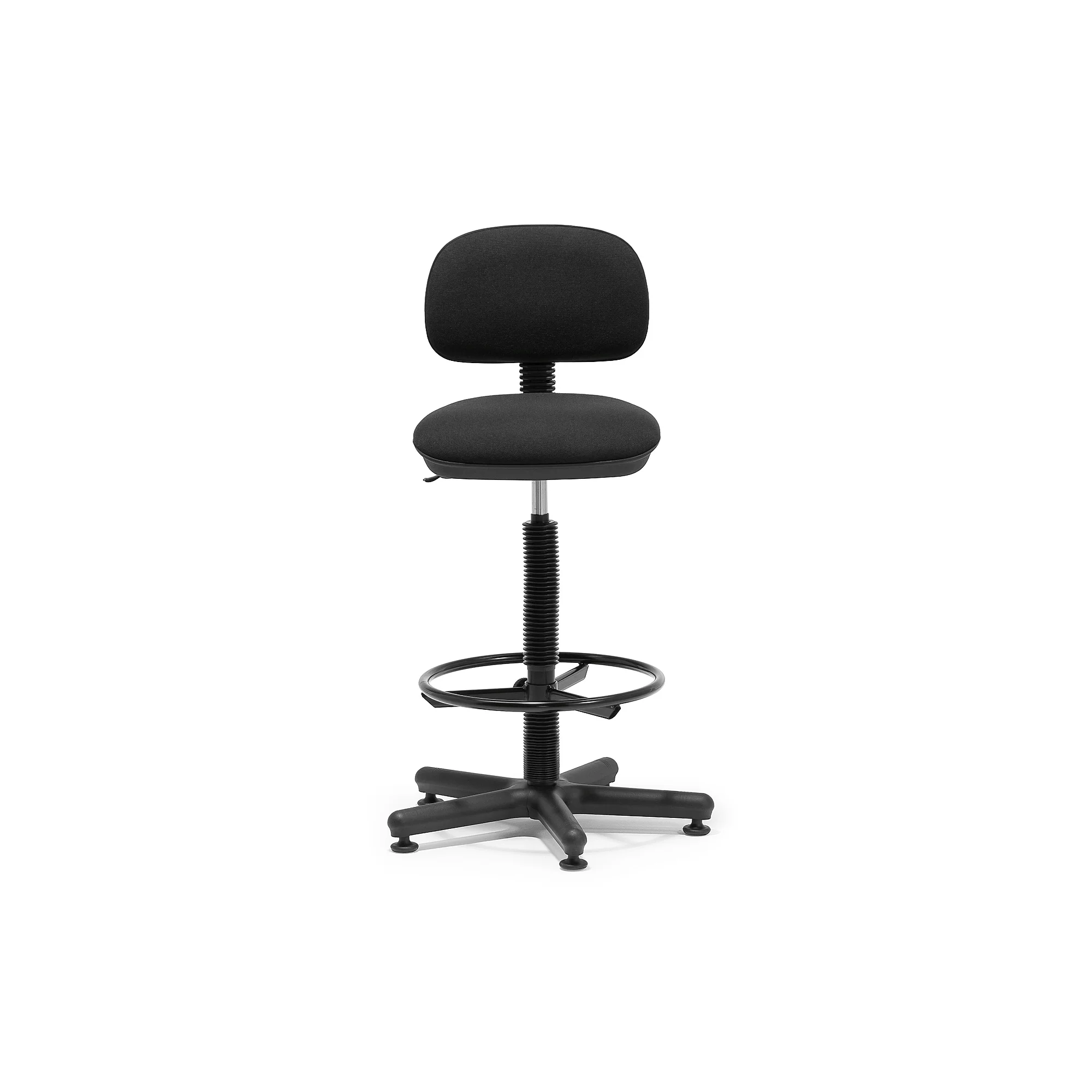 Verkstedstol ADELAIDE, glideføtter og fotring, svart stoff fra AJ Produkter - Image 2
